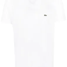 Logo-patch V-neck cotton T-shirt
