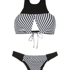Бикини в полоску с вырезом халтер