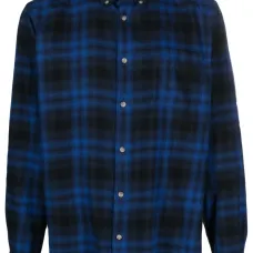Plaid-check long-sleeve cotton shirt
