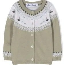 Кардиган вязки интарсия с цветочной вышивкой Кардиган вязки интарсия с цветочной вышивкой