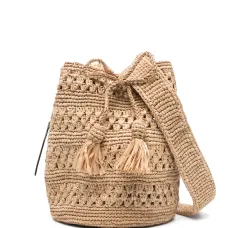 Плетеная сумка-ведро с кулиской
