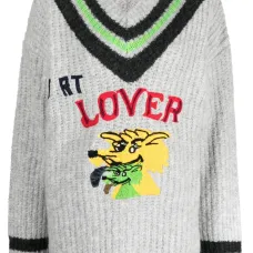 Джемпер с V-образным вырезом и вышивкой