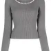 Scallop-collar ribbed jumper