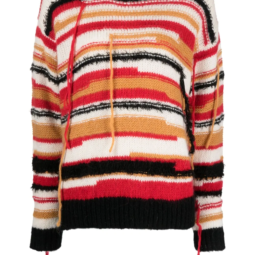 Полосатый джемпер с эффектом потертости