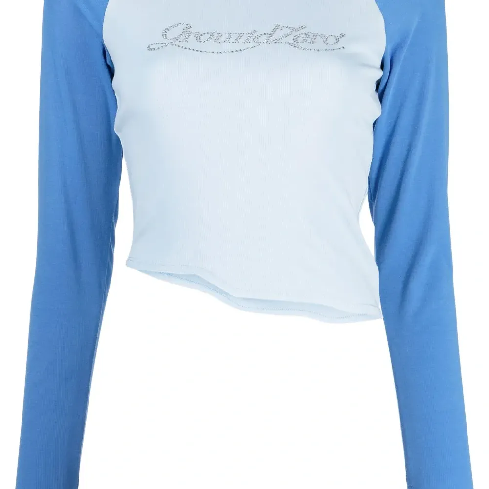 Crystal-embellished asymmetric T-shirt