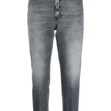 Укороченные джинсы с нашивкой-логотипом Укороченные джинсы с нашивкой-логотипом