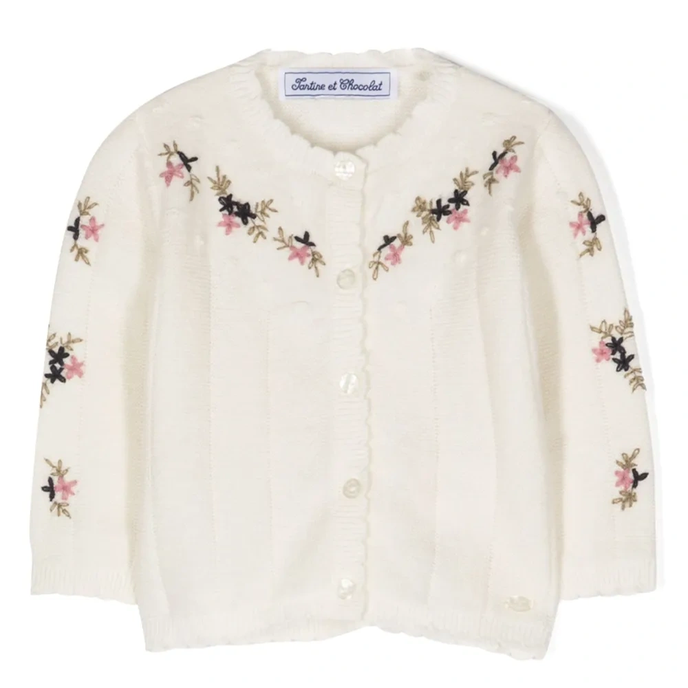 Шерстяной кардиган с цветочной вышивкой