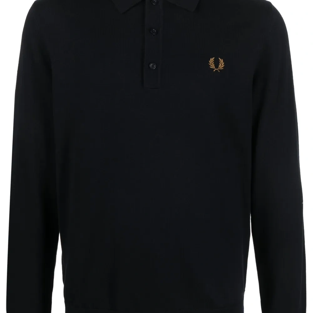 Logo-embroidered long-sleeve polo shirt