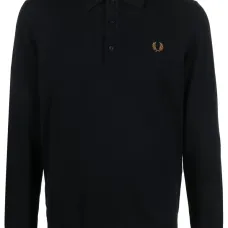 Logo-embroidered long-sleeve polo shirt