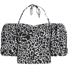 Блузка с открытыми плечами и принтом