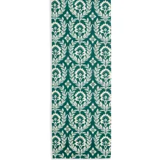 Leaf-print cotton runner