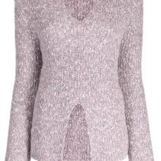 Меланжевый джемпер с разрезом спереди