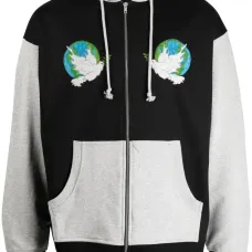 Appliqué-details colour-block cotton jacket Appliqué-details colour-block cotton jacket