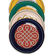 Filigree-print porcelain dessert plates (set of 4)