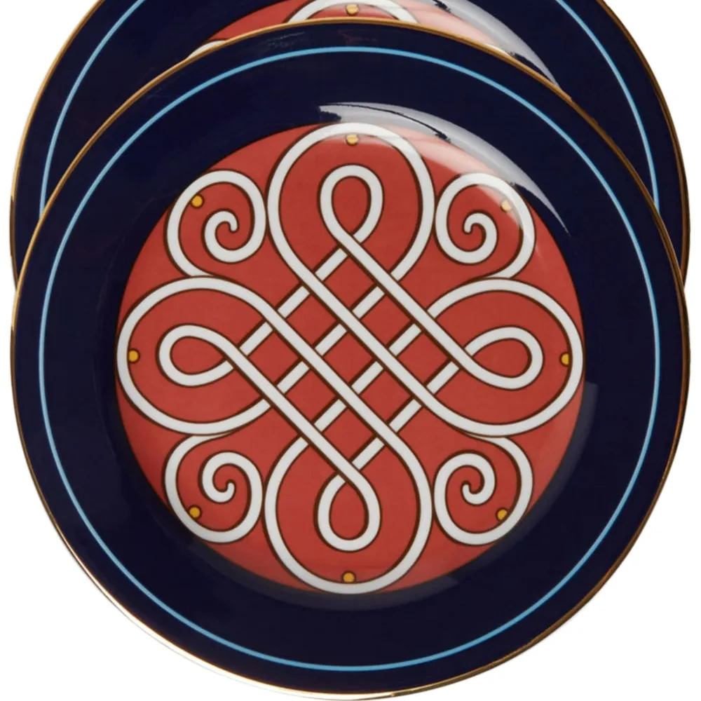 Filigree-print porcelain dessert plates (set of 2)