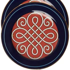 Filigree-print porcelain dessert plates (set of 2)