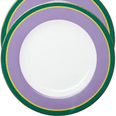 Striped porcelain dinner plates (set of 2)