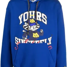 Graphic-print cotton hoodie