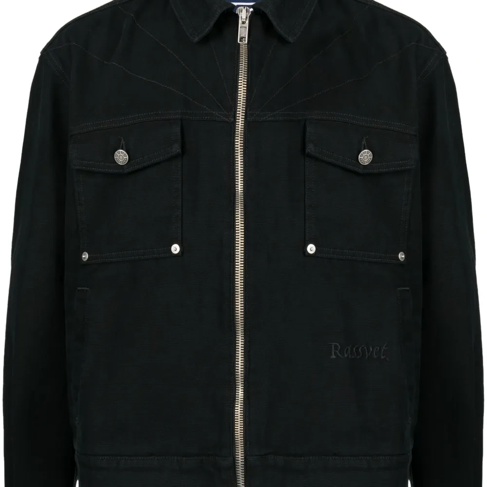 Logo-embroidered cotton jacket