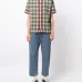 Check-pattern striped-edge shirt