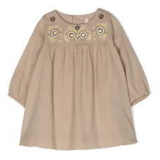 Платье с длинными рукавами и вышивкой