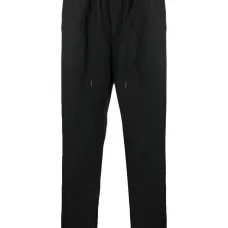 Logo-patch drawstring straight-leg trousers