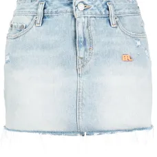 Джинсовая юбка мини с вышитым логотипом