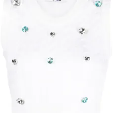 Gemstone-detail cable-knit vest