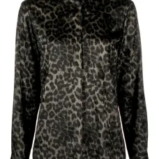 Leopard-print satin shirt
