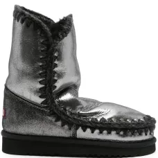 Сапоги с эффектом металлик и декоративной строчкой