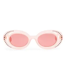 Солнцезащитные очки в круглой оправе с кристаллами