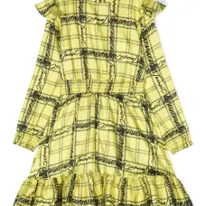 Клетчатое платье с оборками и логотипом