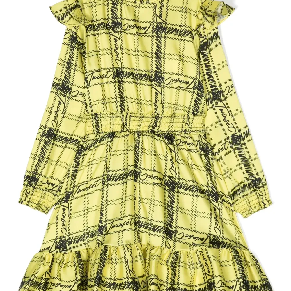 Клетчатое платье с оборками и логотипом