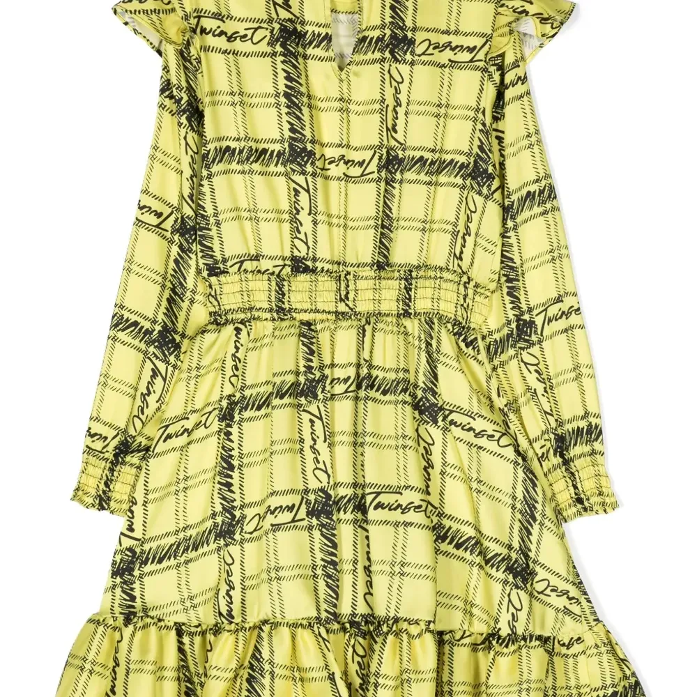 Клетчатое платье с оборками и логотипом