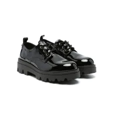 Lace-up patent leather loafers