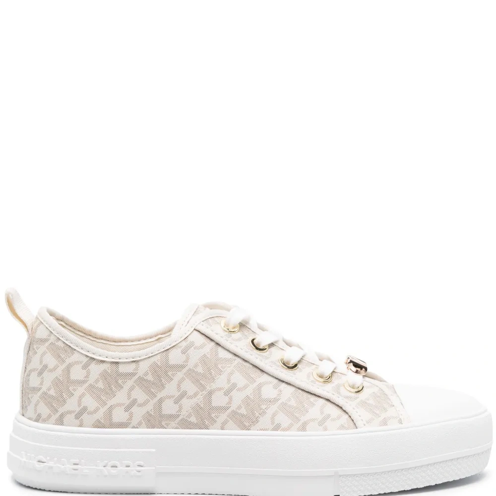 Monogram-print round-toe sneakers