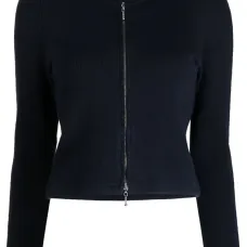 Жакет в рубчик с круглым вырезом