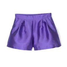 Короткие атласные шорты со складками