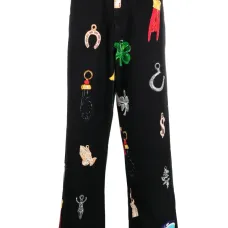 Джинсы с завышенной талией и графичным принтом Джинсы с завышенной талией и графичным принтом