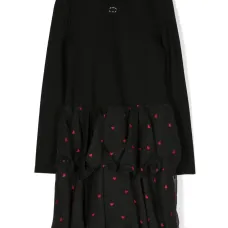 Платье с длинными рукавами и принтом