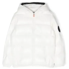 Пуховик с капюшоном и нашивкой-логотипом