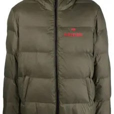 Пуховик с капюшоном и вышитым логотипом