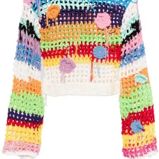 Полосатый джемпер в технике кроше