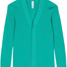 Кардиган в рубчик с V-образным вырезом