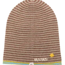 Полосатая шапка бини с вышитым логотипом
