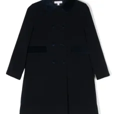 Двубортное пальто с контрастной отделкой