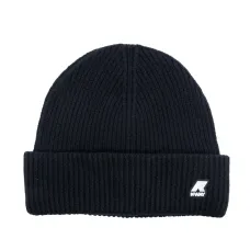 Шапка бини в рубчик с нашивкой-логотипом