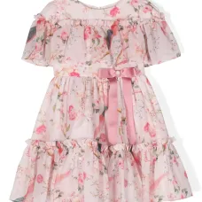 Шифоновое платье с оборками и цветочным узором