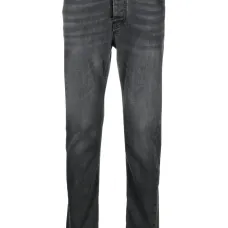 Джинсы с эффектом потертости и логотипом Джинсы с эффектом потертости и логотипом