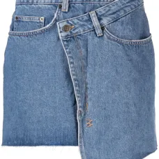 Джинсовая мини-юбка асимметричного кроя с логотипом